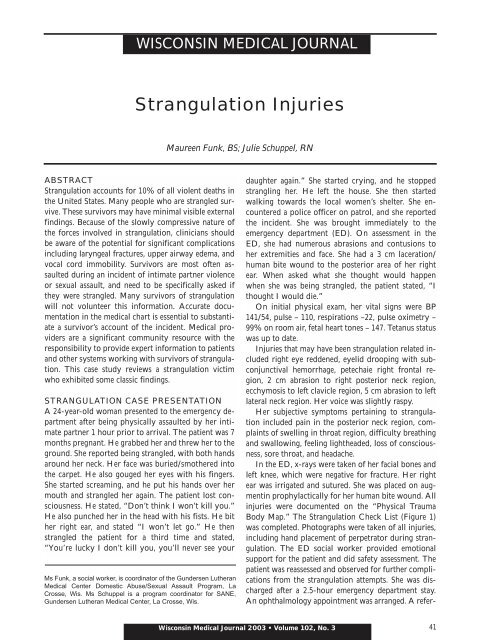 Strangulation Injuries - Wisconsin Medical Society