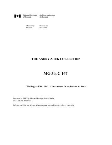 MG 30, C 167 - Bibliothèque et Archives Canada