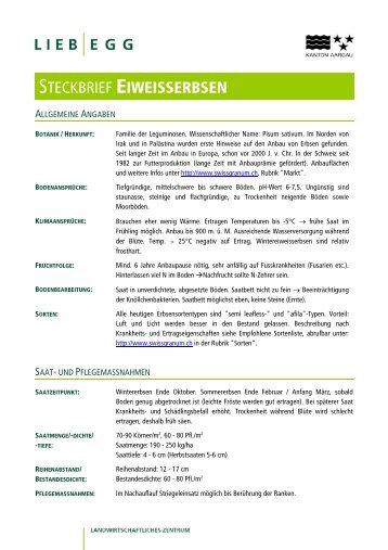 STECKBRIEF EIWEISSERBSEN - Liebegg