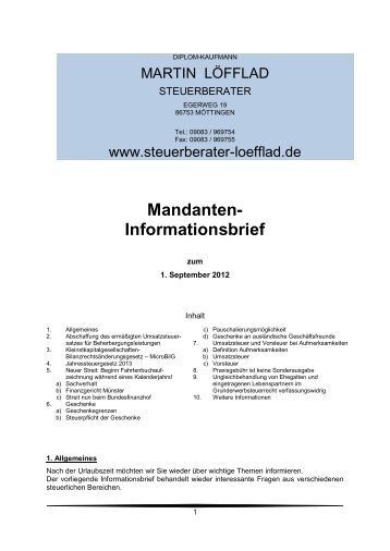 Mandanten- Informationsbrief - Martin Löfflad