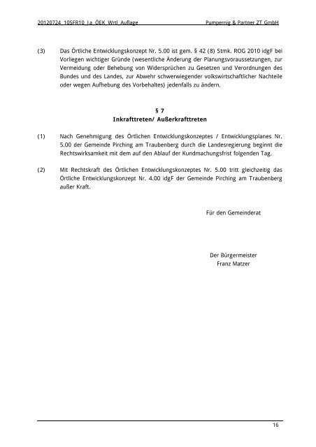 Wortlaut zum Örtlichen Entwicklungskonzept (ÖEK) Nr. 5.00 und ...