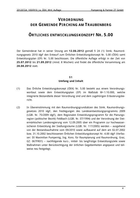 Wortlaut zum Örtlichen Entwicklungskonzept (ÖEK) Nr. 5.00 und ...