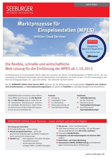 Data Sheet:Marktprozesse für Einspeisestellen (MPES) - Seeburger