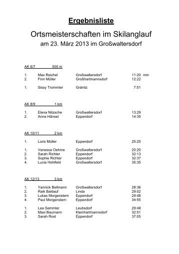 Ergebnisliste Ortsmeisterschaft 2013 - Skiverein Großwaltersdorf ...