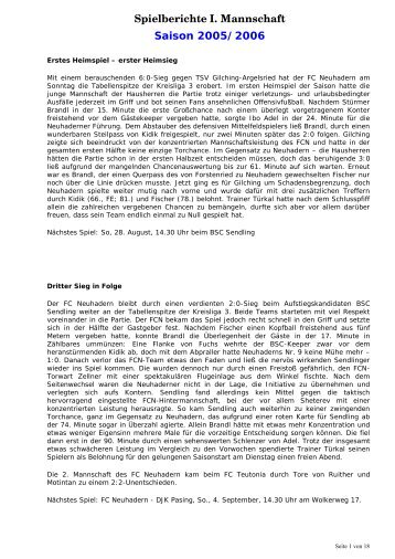 Spielberichte I. Mannschaft Saison 2005/2006 - FC Neuhadern ...