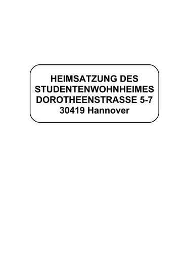 HEIMSATZUNG DES STUDENTENWOHNHEIMES - strato-hosting