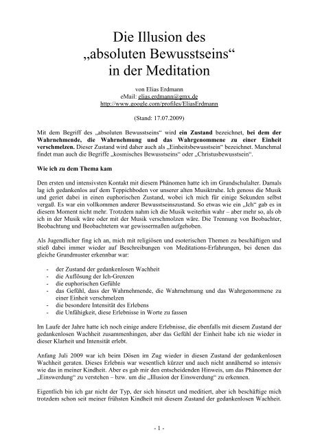 Die Illusion des absoluten Bewusstseins in der Mediation