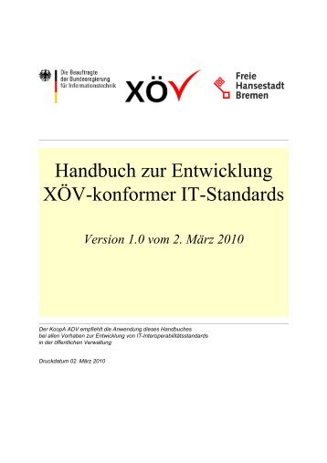 Handbuch zur Entwicklung XÖV-konformer IT ... - BIT - Bund.de