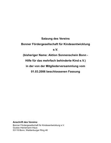 Unsere Satzung - Bonner Fördergesellschaft für Kindesentwicklung eV