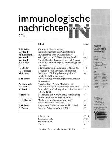 Immunologische Nachrichten 2/2001 Nr. 129 - DGfI