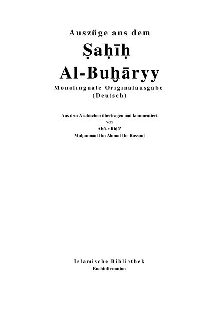 Ein Buch Auszuege Aus Sahih Al Bukhari Um Pdf
