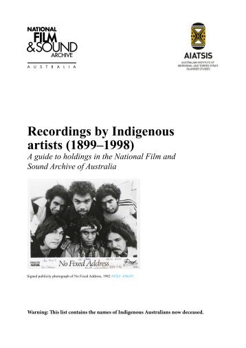 Recordings by Indigenous artists (1899–1998) - National Film and ...