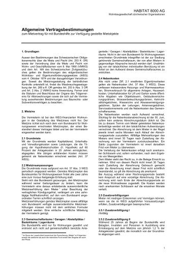 Allgemeine Vertragsbestimmungen - Habitat 8000 AG
