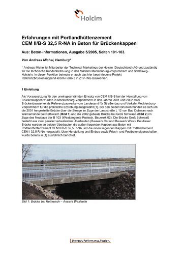 Erfahrungen mit Portlandhüttenzement CEM II/B-S 32,5 R ... - Holcim