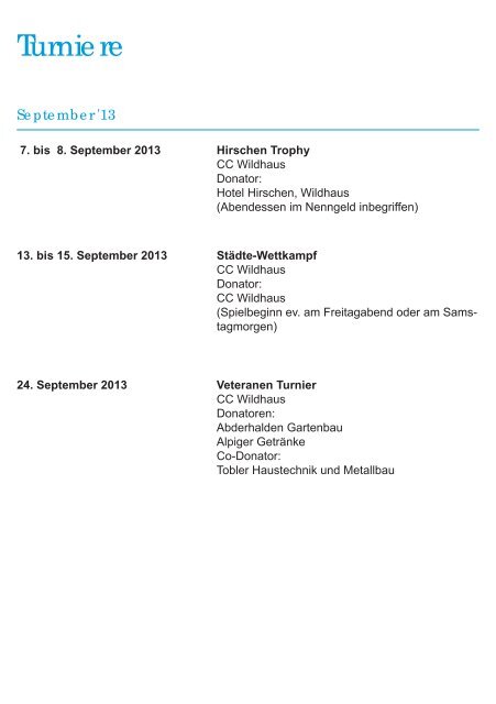 Turnierplan Herbst-Winter 2013/14 - CC Wildhaus