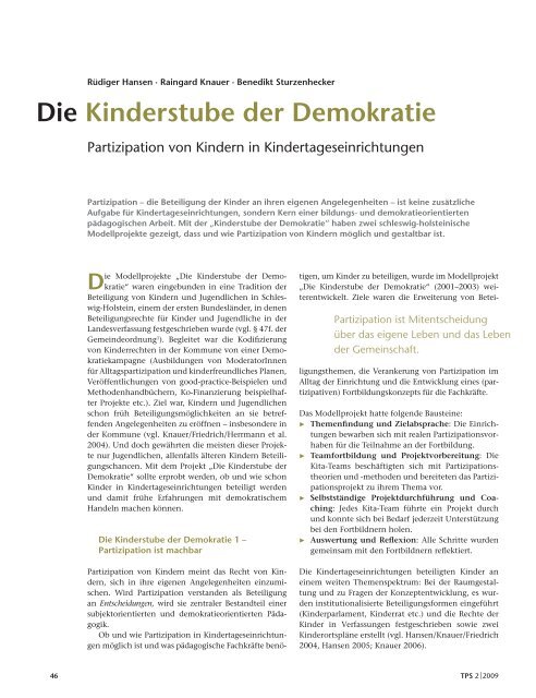 Die Kinderstube der Demokratie - Institut für Partizipation und Bildung