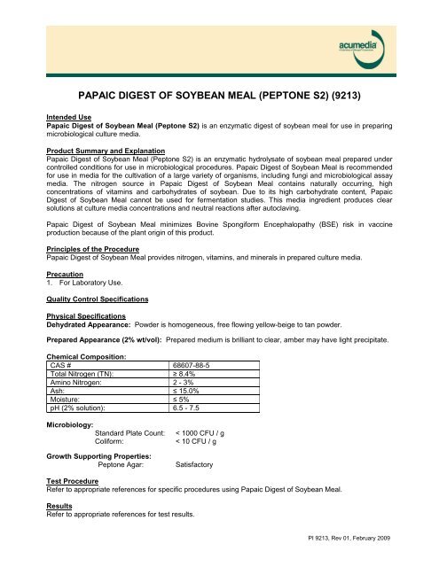 Papaic Digest of Soybean Meal (Peptone S2)