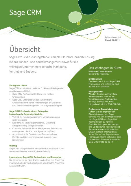 Sage CRM_Uebersicht.pdf - Sage Schweiz AG