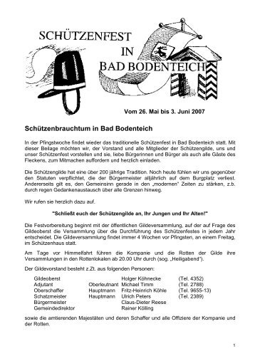 Schützenbrauchtum in Bad Bodenteich - Schützengilde Bodenteich