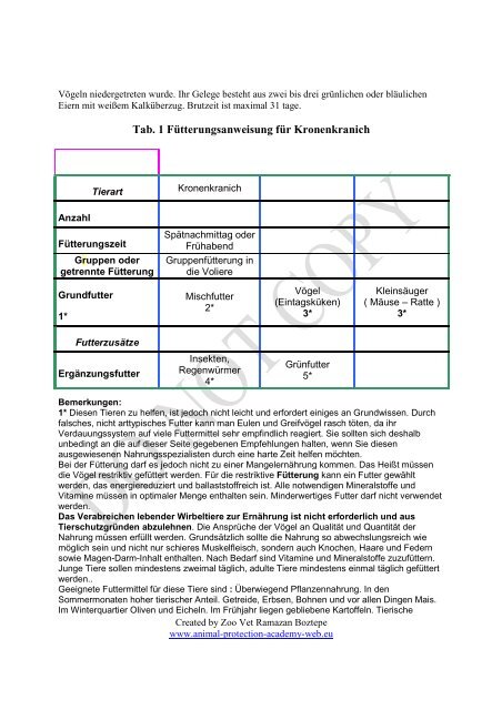 Kronenkranich - Akademie für Tierschutz