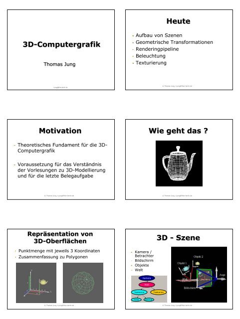 3D-Computergrafik Heute Motivation Wie geht das ? 3D - Szene