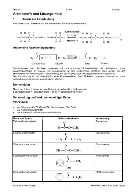 Aromastoffe und Lösungsmittel - Kantonsschule Trogen