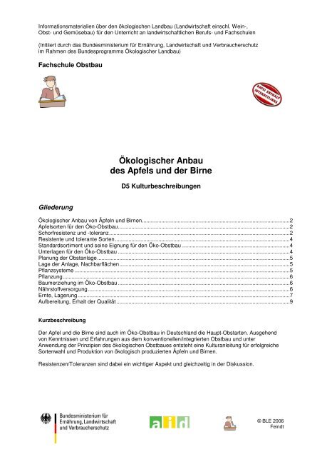 Ökologischer Anbau des Apfels und der Birne - Oekolandbau.de