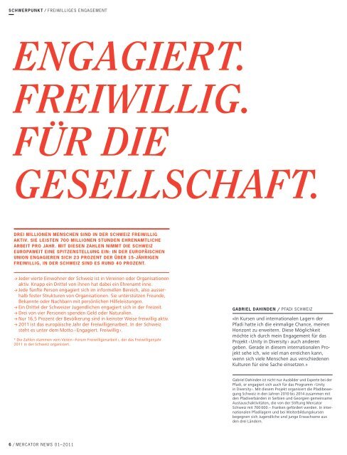 Magazin 01/2011 - Stiftung Mercator Schweiz