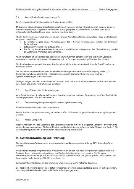 (IT)-Sicherheitshandlungsleitlinien für Systembetreiber und ... - Audi