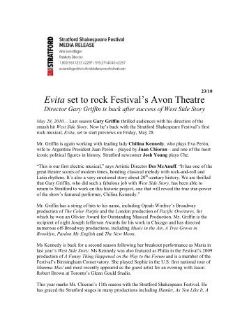 Evita set to rock Festival's Avon Theatre - Stratford Festival