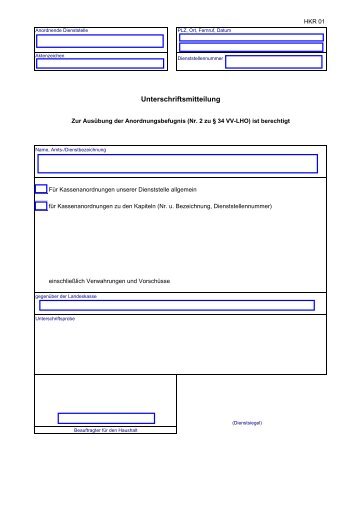 Vordruckmuster Kassenanordnungen - PDF