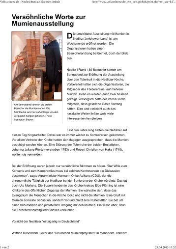VS Versöhnliche Worte zur Mumien-Ausstellung 29.04.2013