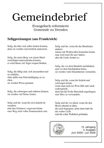 Juni/Juli 2009 - Evangelisch-Reformierte Gemeinde Dresden