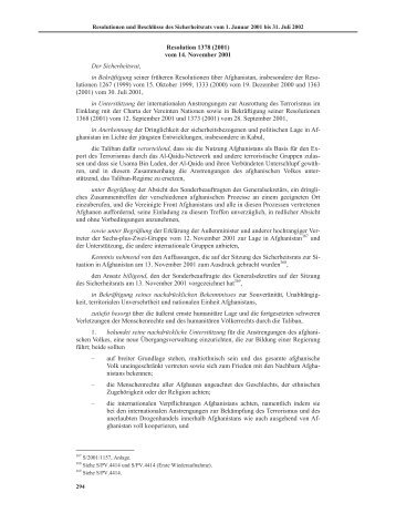 Resolution 1378 / 1383 / 1386 - Bundeswehr-Monitoring