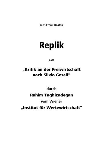 Replik - im Freiheitswerk