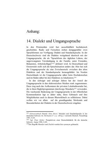 Anhang: 14. Dialekt und Umgangssprache