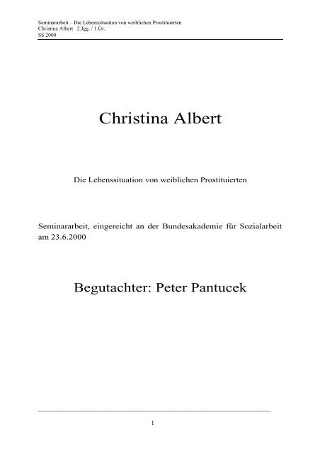 Christina Albert: Die Lebenssituation von weiblichen Prostituierten