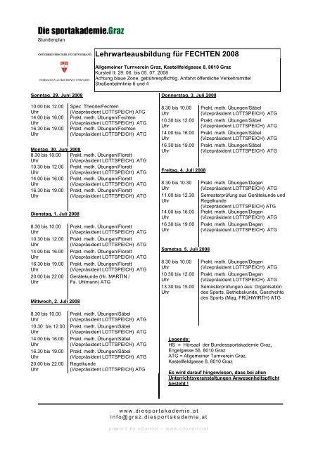 Lehrwarteausbildung für FECHTEN 2008