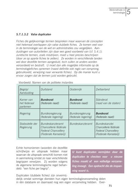 CEOV, Aanbevelingen voor terminologie - Taalunieversum