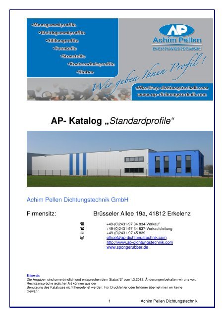 AP-Katalog 2013 - Standard - AP Dichtungstechnik GmbH