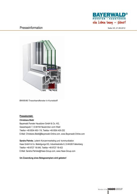 PDF: Kunststofffenster 2012 - Bayerwald Fenster & Haustüren