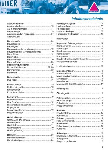 Inhaltsverzeichnis - Gierth & Herklotz Mietgeräte GmbH