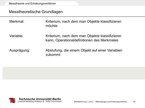 Vorlesung Marktforschung - TU Berlin