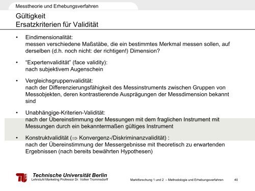 Vorlesung Marktforschung - TU Berlin