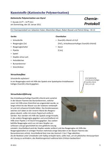 Kationische Polymerisation von Styrol