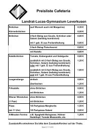 Preisliste Cafeteria - Landrat-Lucas Gymnasium