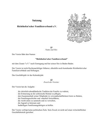 Satzung (PDF, 173 KB) - Familienverband von Richthofen