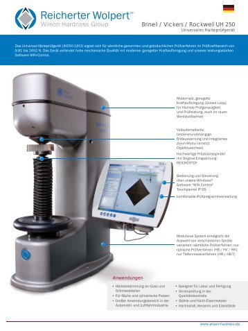 Brinell / Vickers / Rockwell UH 250 - 1x1 of hardness testing