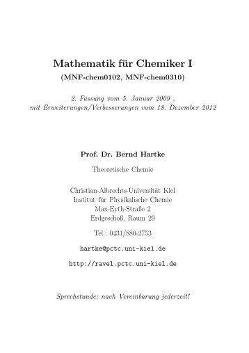 Mathematik für Chemiker I