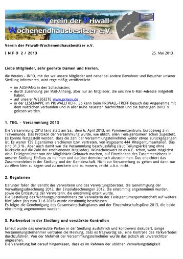 VPW e.V. INFO 2- 2013 PDF - Verein der Priwall ...